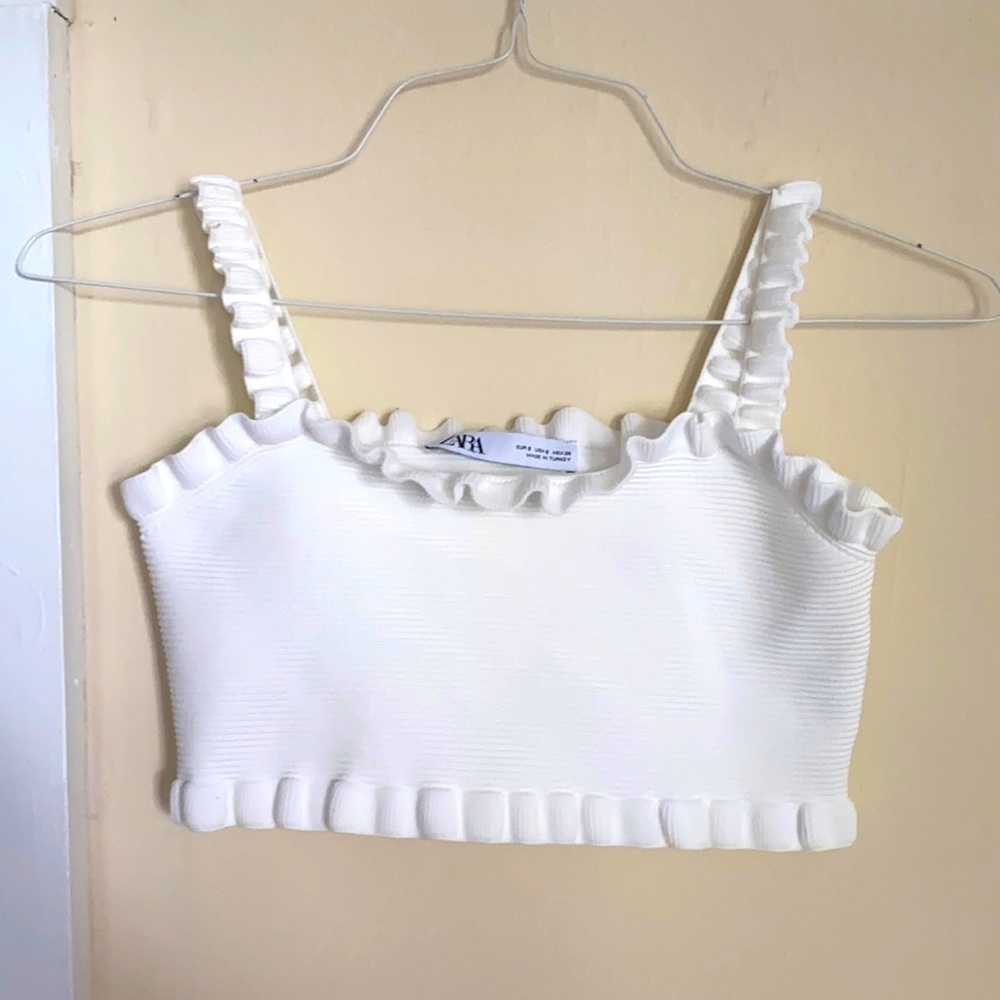 ZARA white crop top size S NWOT